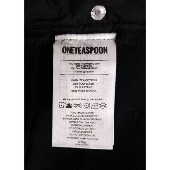 One Teaspoon High Waist FreeBird Skinny Jeans 29R Black Punk Distressed Nwt - Picture 14 of 16
